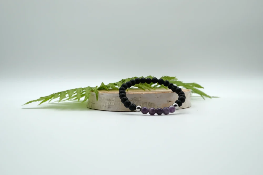 Amethyst Aroma-Armband mit Edelstahlperlen