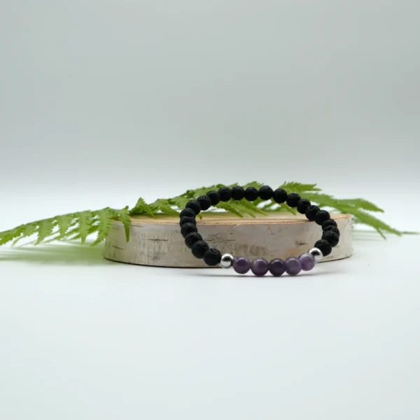 Amethyst Aroma-Armband mit Edelstahlperlen