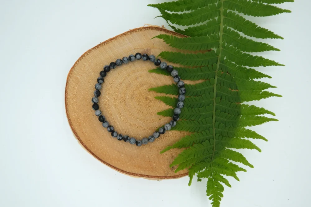 Schneeflockenobsidian 4mm v O Schneeflockenobsidian Edelstein-Armband 4mm Perlen