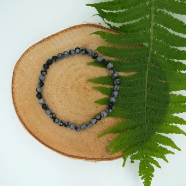 Schneeflockenobsidian Edelstein-Armband 4mm Perlen