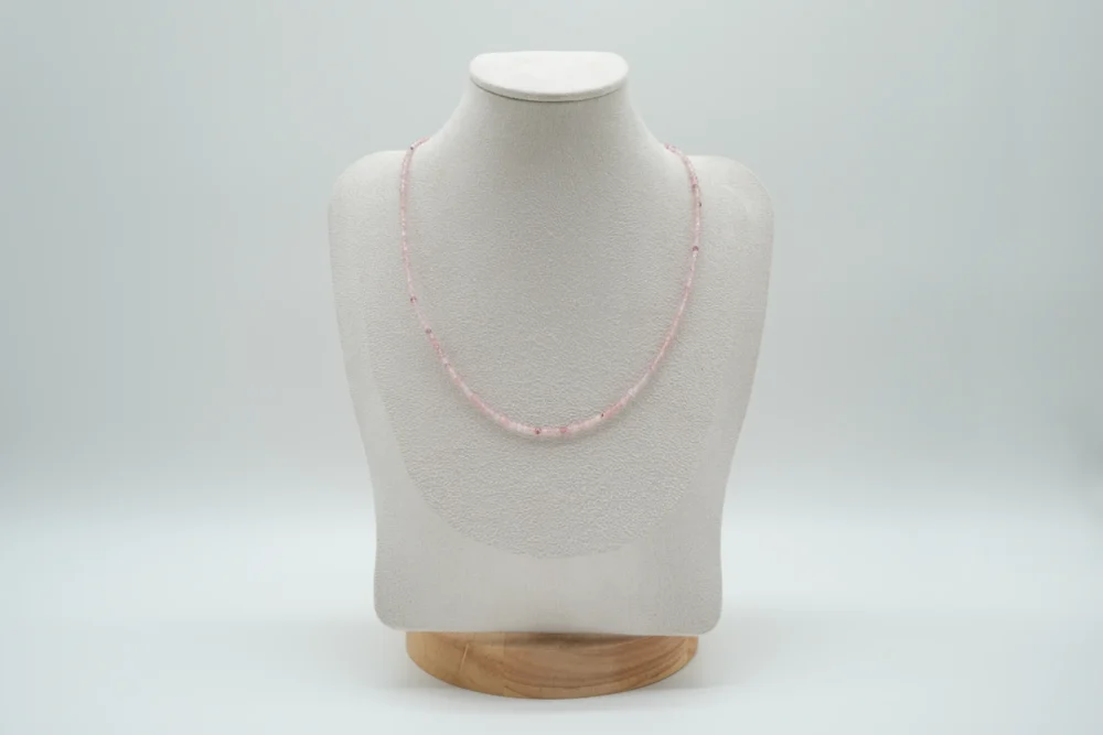 Erdbeerquarz Halskette-02 Erdbeerquarz rosa facettiert Edelstein-Halskette