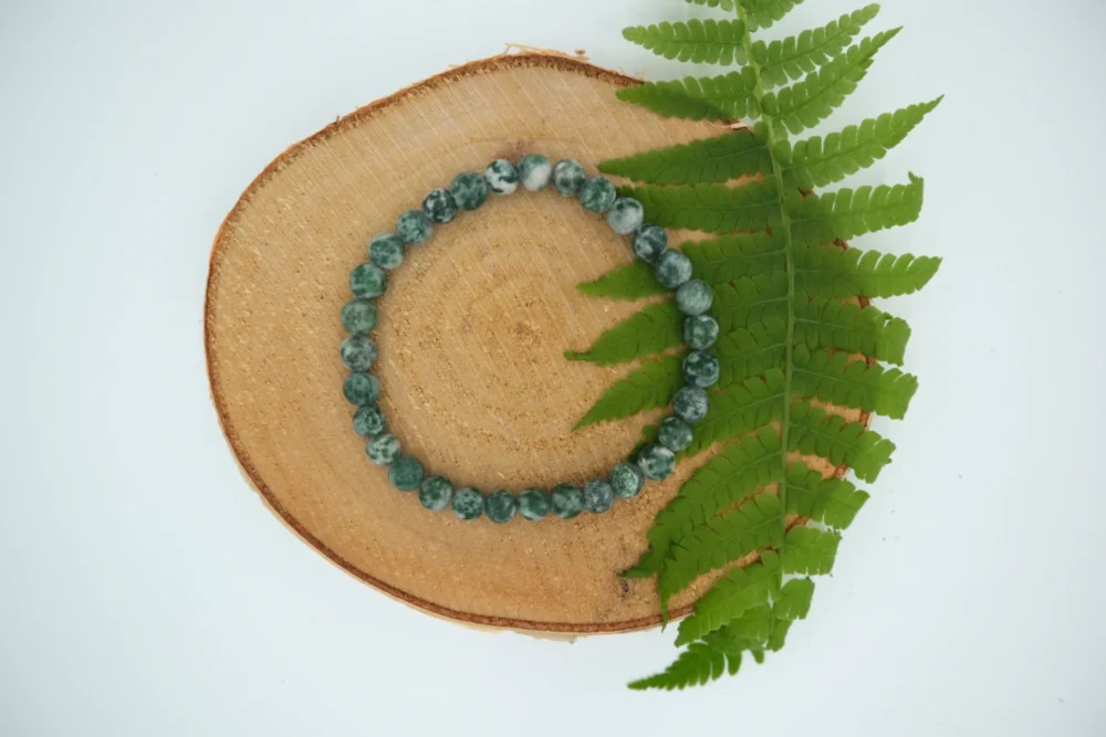 Flecken Jaspis Grün v O Flecken Jaspis grün Edelstein-Armband 6mm Perlen