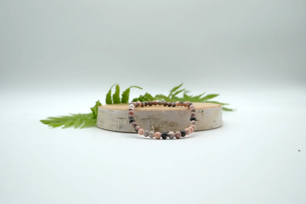 Zebra Jaspis 4mm v V Zebra Jaspis Edelstein-Armband 4mm Perlen