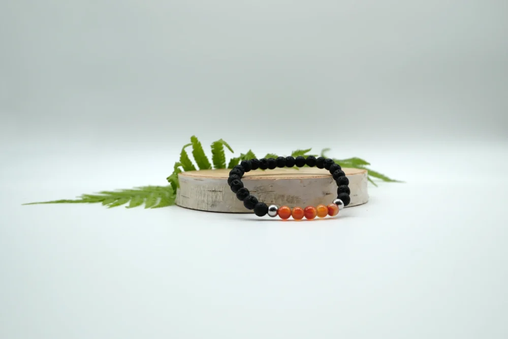Achat orange Aroma-Armband mit Edelstahlperlen