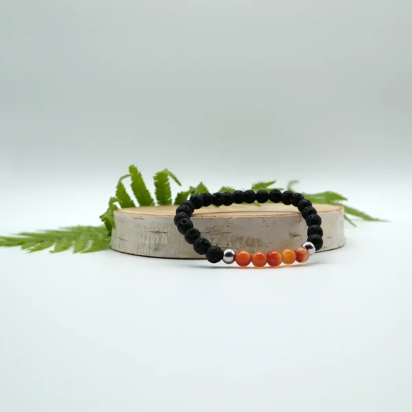 Achat orange Aroma-Armband mit Edelstahlperlen