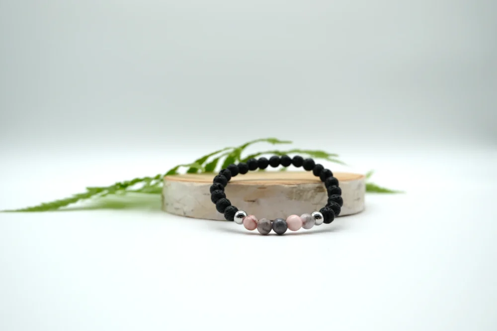 Zebra Jaspis Aroma-Armband mit Edelstahlperlen