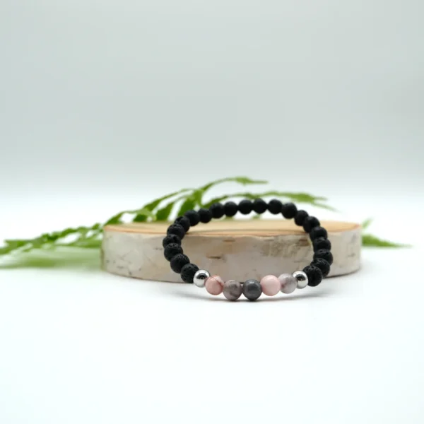 Zebra Jaspis Aroma-Armband mit Edelstahlperlen