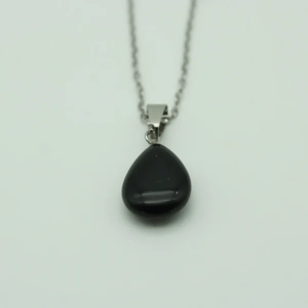 Obsidian schwarz Tropfen Halskette