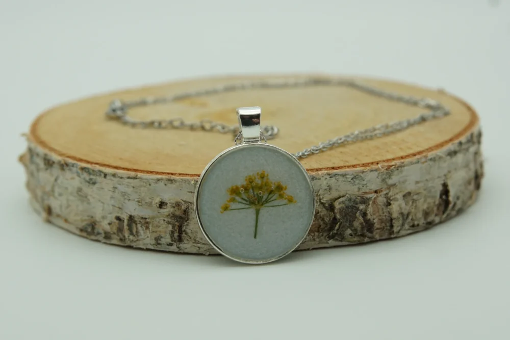 Fenchelblüte -weiß Tablet- mit echten Blumen, Edelstahl