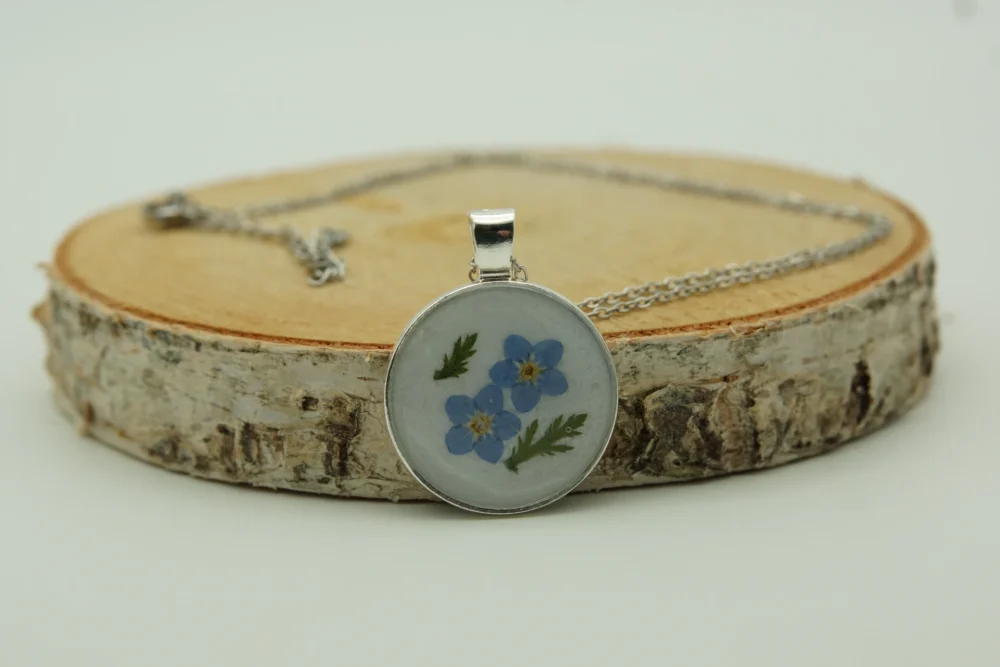 Vergissmeinnicht, zwei, Halskette Tablet, Edelstahl