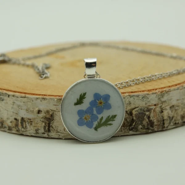 Vergissmeinnicht, zwei, Halskette Tablet, Edelstahl