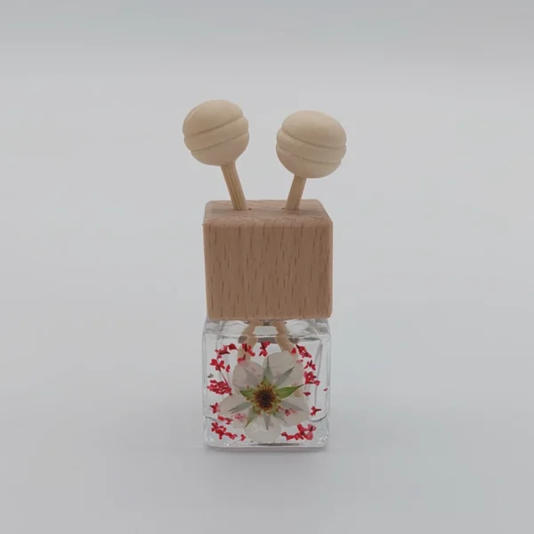 Erdbeerblüte_Minibedufter mit versch_Blumen Erdbeerblüte Mini Auto und Raumbedufter mit echten Blumen