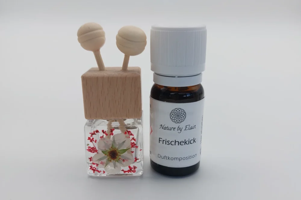 Frischekick Set Mini Auto und Raumbedufter mit echter Erdbeerblüte