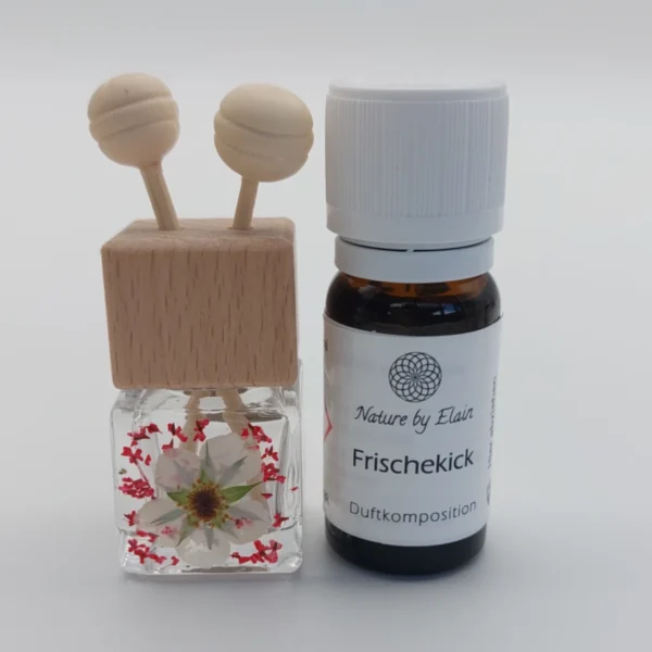 FK Set Erdbeerblüte_Minibedufter mit versch_Blumen Frischekick Set Mini Auto und Raumbedufter mit echter Erdbeerblüte