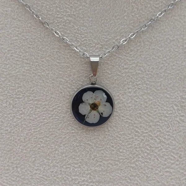 Gamander S klein Halskette Gamander Spierstrauch Anhänger 13,5mm | Halsketten wählbar | mit echter Blume